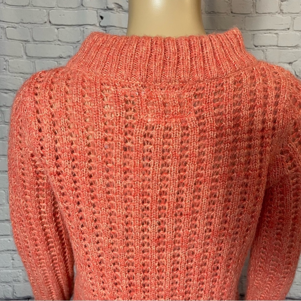 NWT New Anthropologie Field of Flowers Wool Blend Orange Sweater Size S - Picture 5 of 13